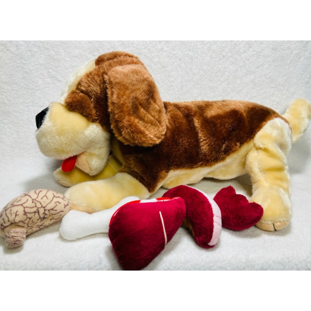 Vintage Animal Fair Basset Hound "Spilled Guts" plush Complete w/ all 4 organs